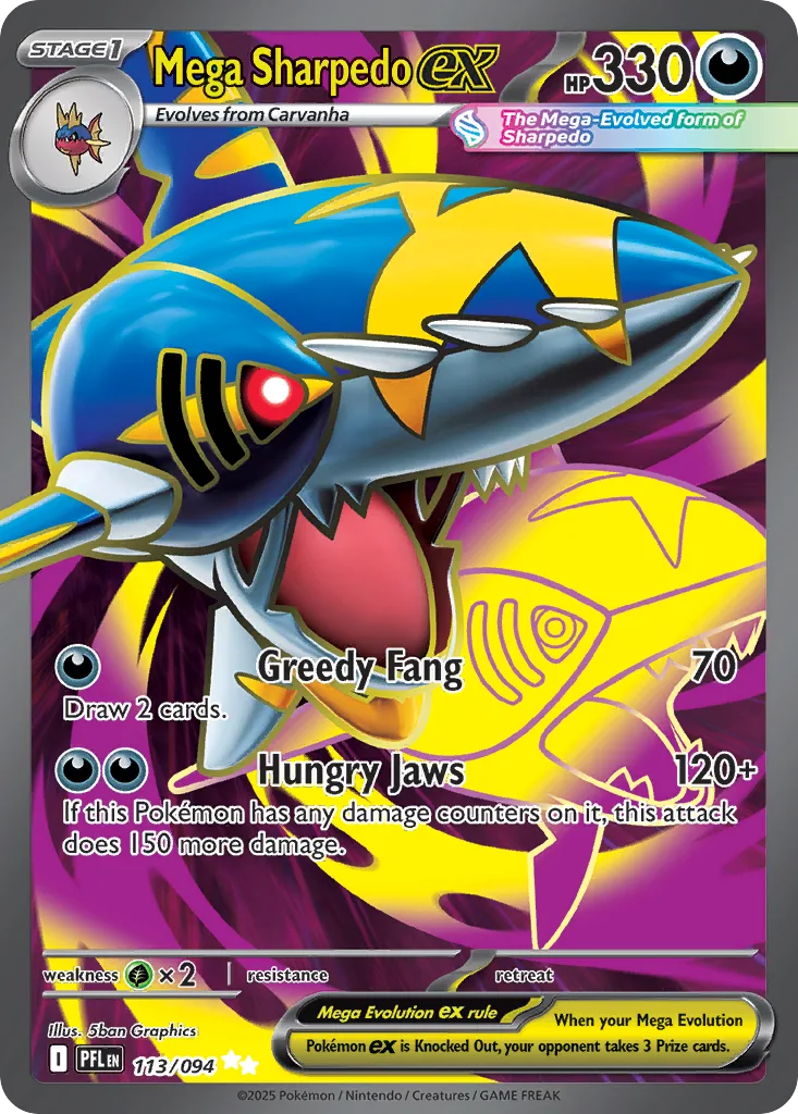 Mega Sharpedo ex (PFL 113) – Phantasmal Flames – Normal