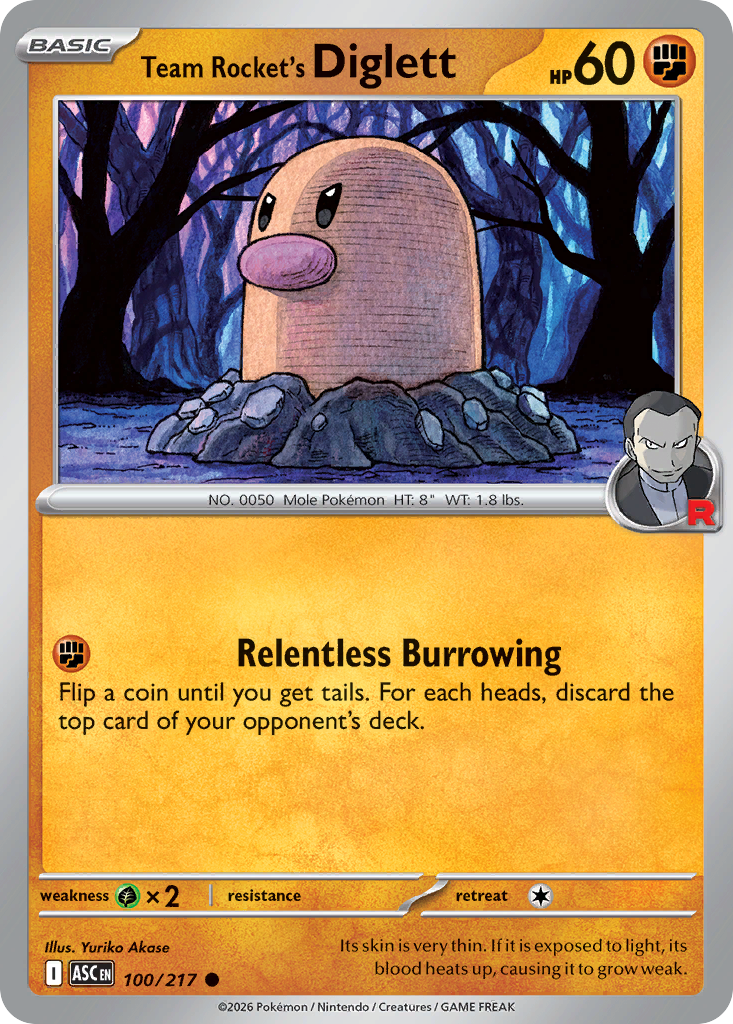 Team Rocket's Diglett - Reverse Holo - Energy Pattern (ASC 100) – Ascended Heroes – Normal