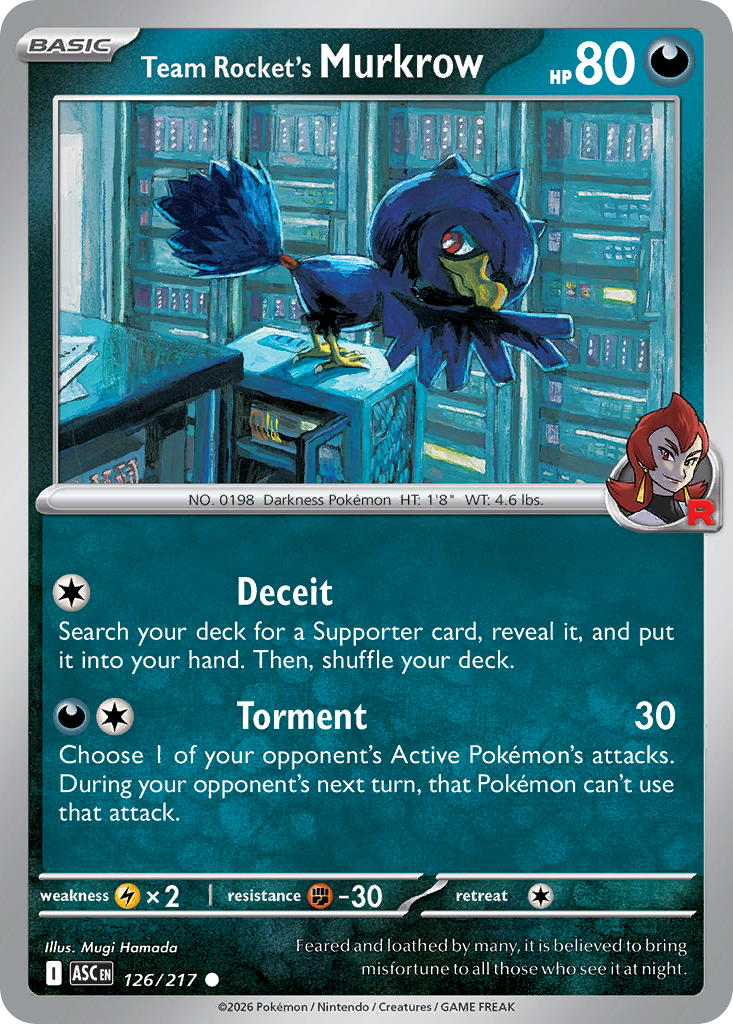 Team Rocket's Murkrow - Reverse Holo - Energy Pattern (ASC 126) – Ascended Heroes – Normal