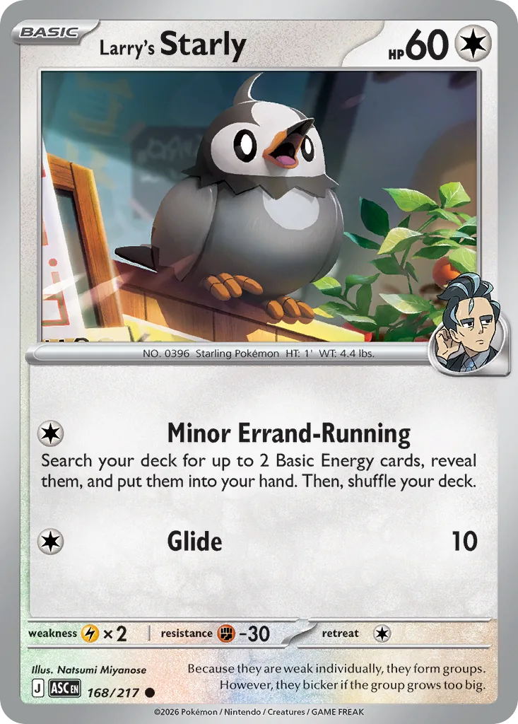 Larry's Starly - Reverse Holo - Ball Pattern (ASC 168) – Ascended Heroes – Normal