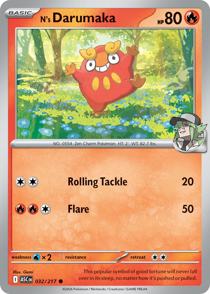 N's Darumaka - Reverse Holo - Energy Pattern (ASC 032) – Ascended Heroes – Normal