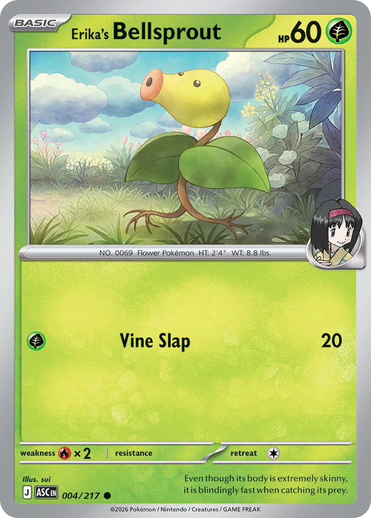 Erika's Bellsprout - Reverse Holo - Ball Pattern (ASC 004) – Ascended Heroes – Normal