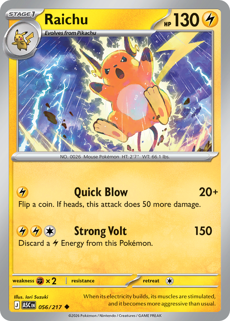 Raichu - Reverse Holo - Ball Pattern (ASC 056) – Ascended Heroes – Normal