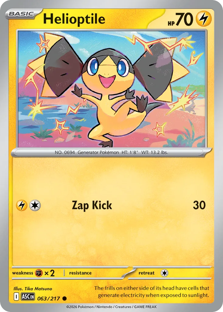 Helioptile - Reverse Holo - Ball Pattern (ASC 063) – Ascended Heroes – Normal