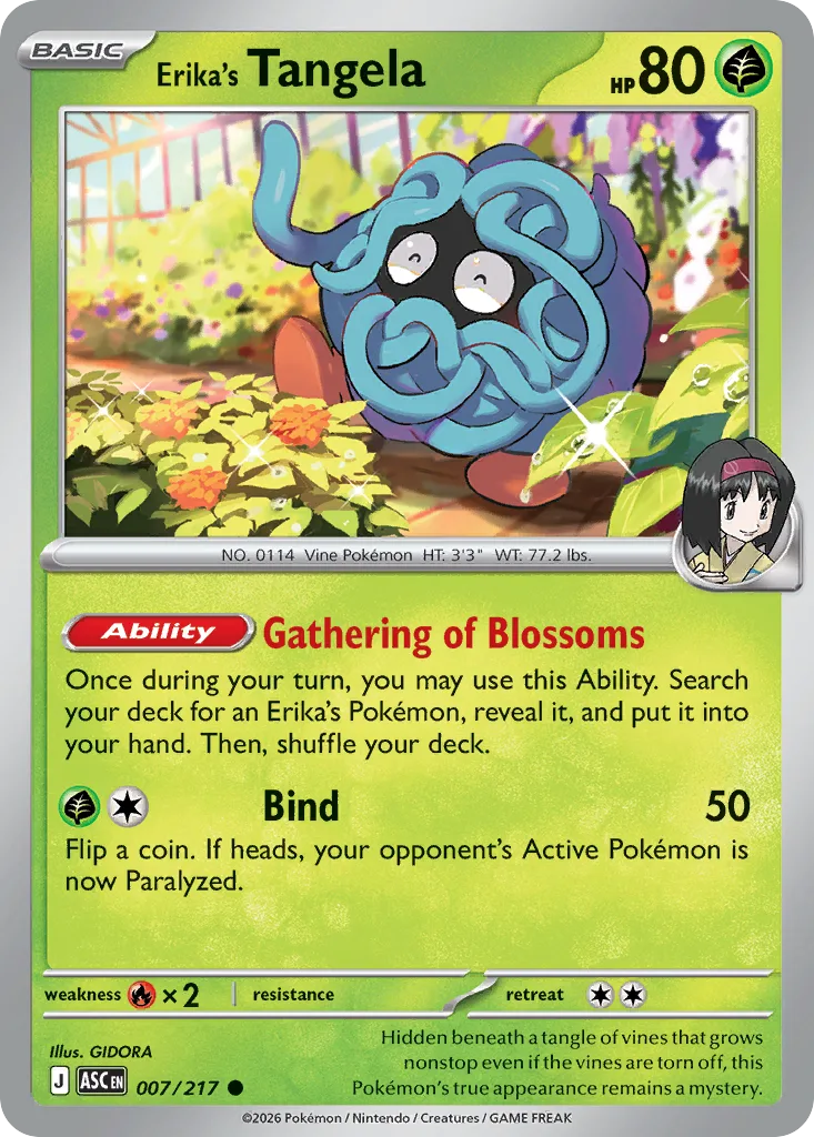Erika's Tangela - Reverse Holo - Ball Pattern (ASC 007) – Ascended Heroes – Normal