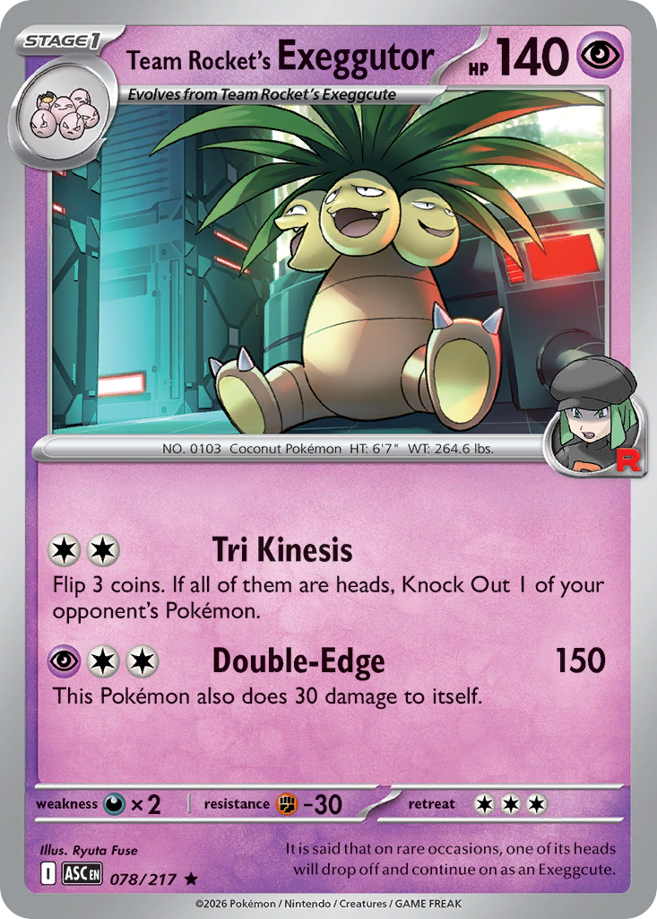 Team Rocket's Exeggutor - Reverse Holo - Team Rocket (ASC 078) – Ascended Heroes – Normal