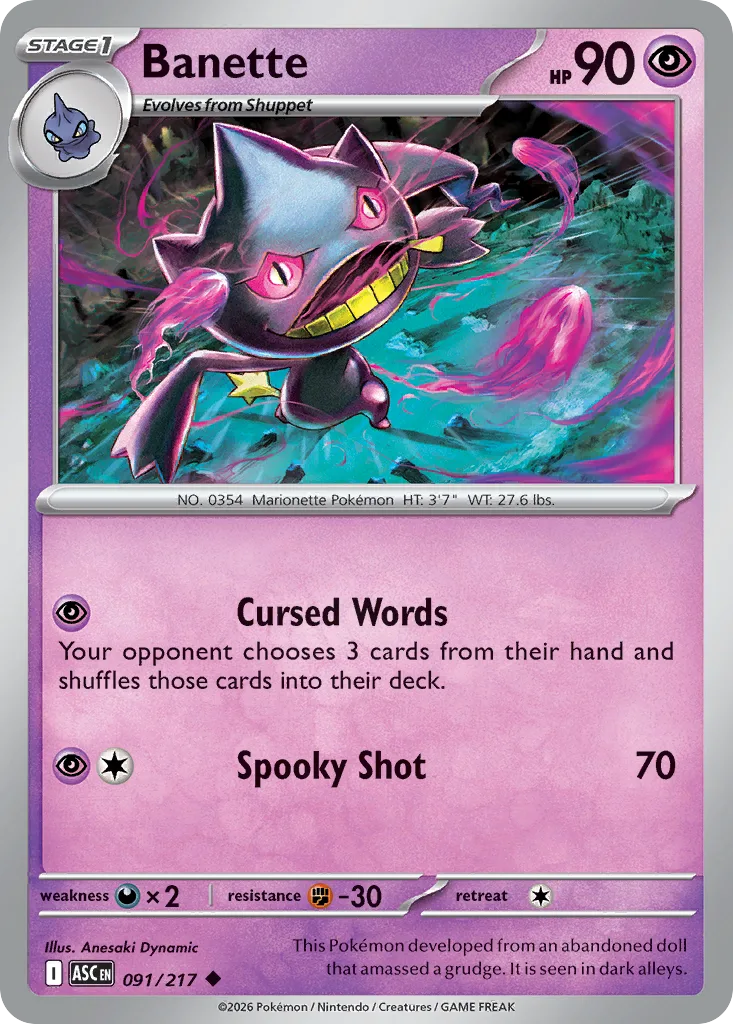 Banette - Reverse Holo - Ball Pattern (ASC 091) – Ascended Heroes – Normal