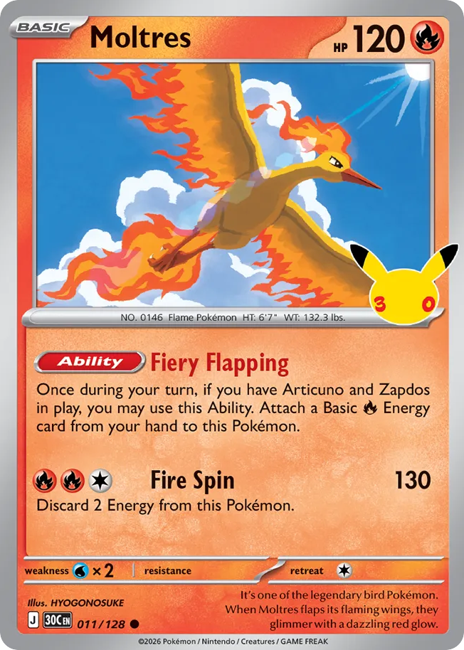 Moltres (30C 011) – 30th Celebration – Normal