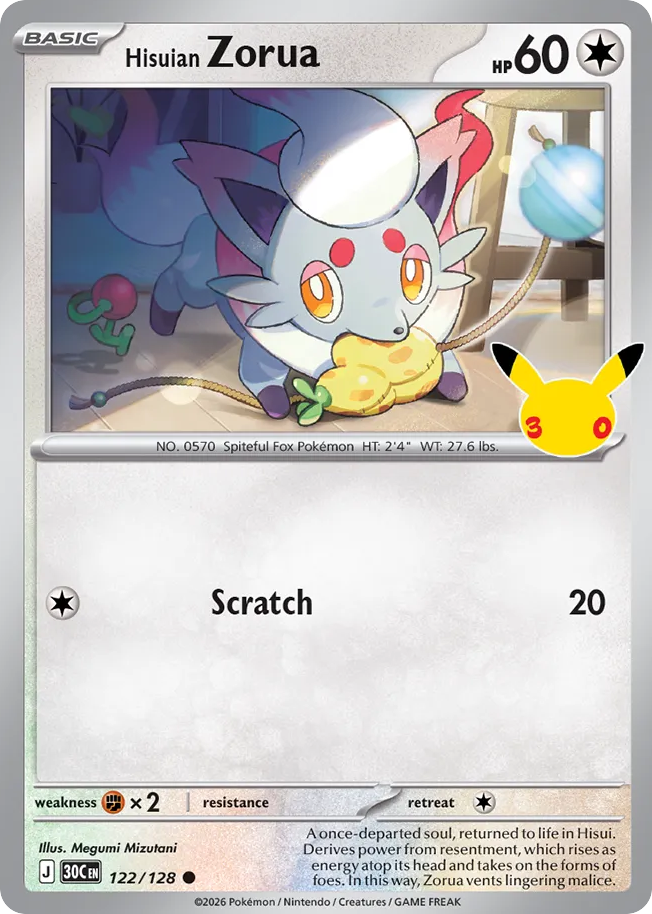 Hisuian Zorua (30C 122) – 30th Celebration – Normal