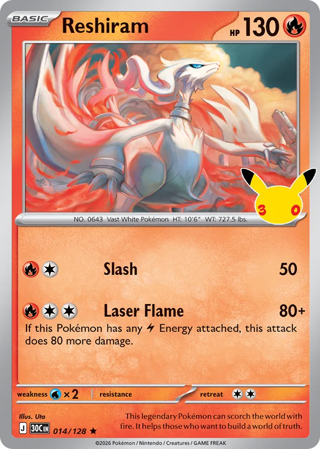 Reshiram (30C 014) – 30th Celebration – Normal