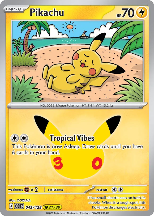 Pikachu (30C 043) – 30th Celebration – Normal