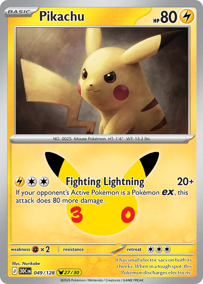 Pikachu (30C 049) – 30th Celebration – Normal