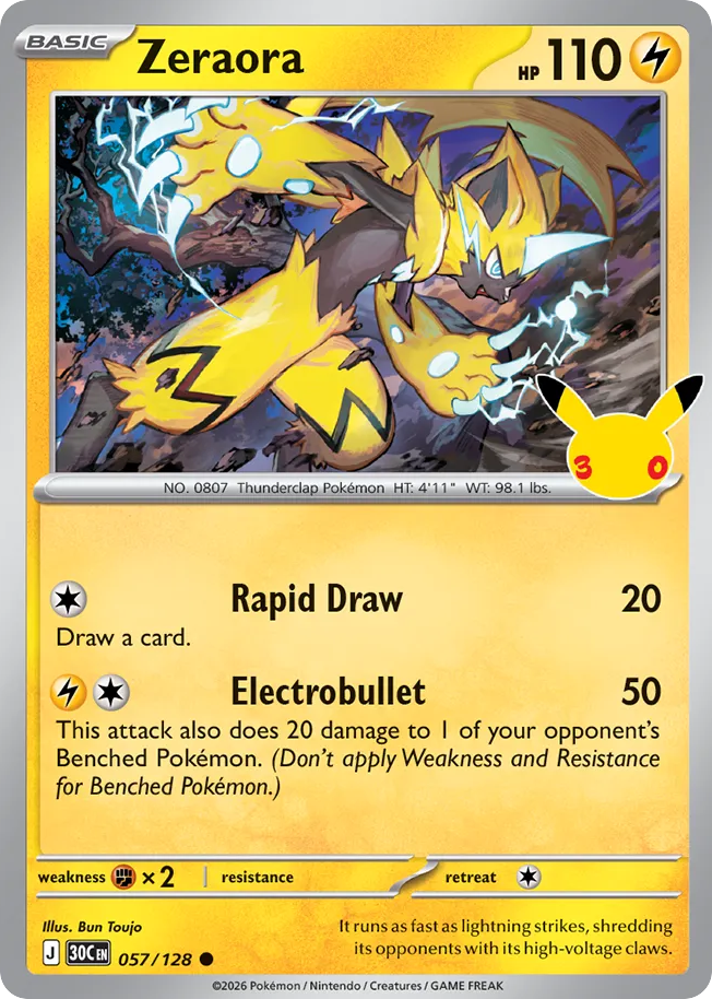 Zeraora (30C 057) – 30th Celebration – Normal