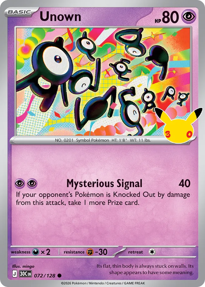 Unown (30C 072) – 30th Celebration – Normal