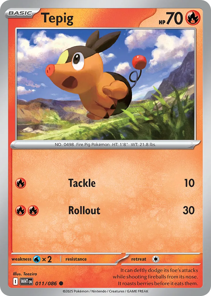 Tepig (WHT 011) – White Flare – Normal