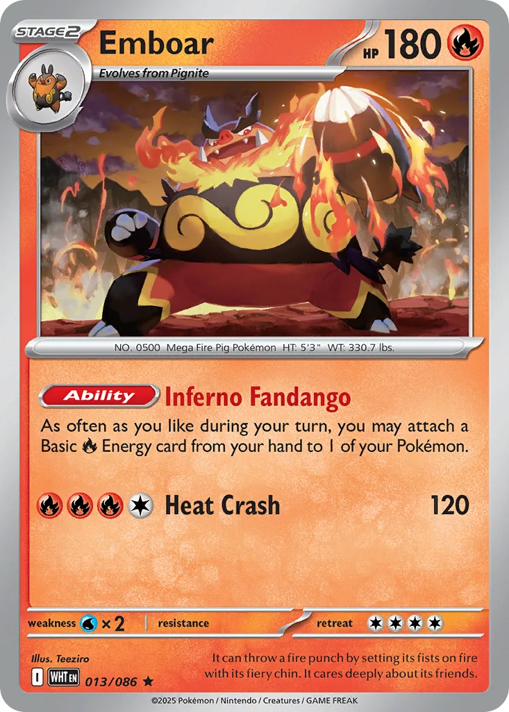 Emboar - HOLO (WHT 013) – White Flare – Normal