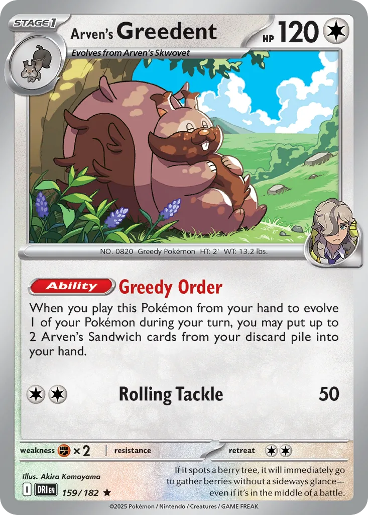 Arven's Greedent - HOLO (DRI 159) – Destined Rivals – Normal