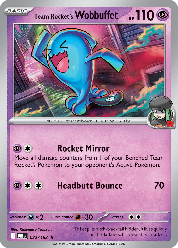 Team Rocket's Wobbuffet - HOLO (DRI 082) – Destined Rivals – Normal