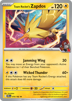 Team Rocket's Zapdos - HOLO – Destined Rivals – Normal