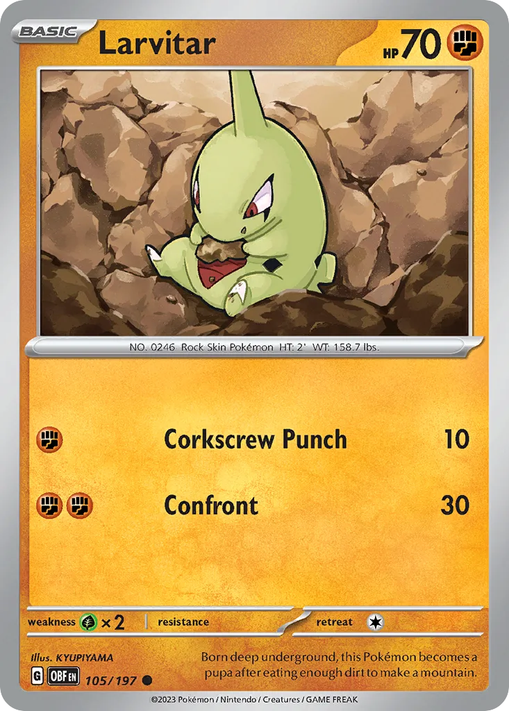 Larvitar (OBF 105) – Obsidian Flames – Normal