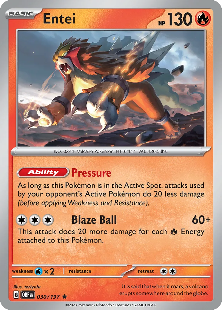 Entei (OBF 030) – Obsidian Flames – Normal