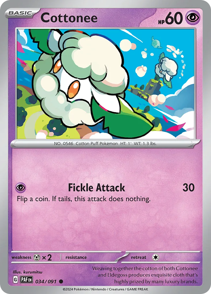 Cottonee (PAF 034) – Paldean Fates – Normal