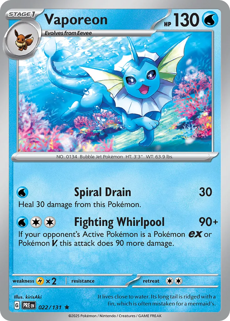 Vaporeon (PRE 022/131) – Prismatic Evolutions – Normal
