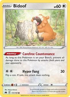 Bidoof CRZ 111 #111 – Crown Zenith